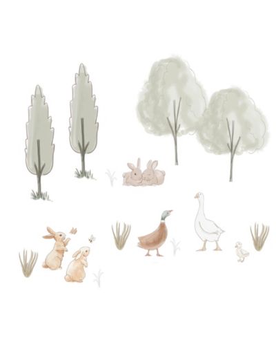 Наклейки на стену Lambs & Ivy Signature Bunny Hop Woodland Trees/Duck