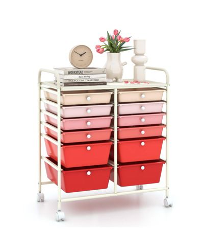 GOUUN 12-Drawer Rolling Storage Cart with Lockable Casters