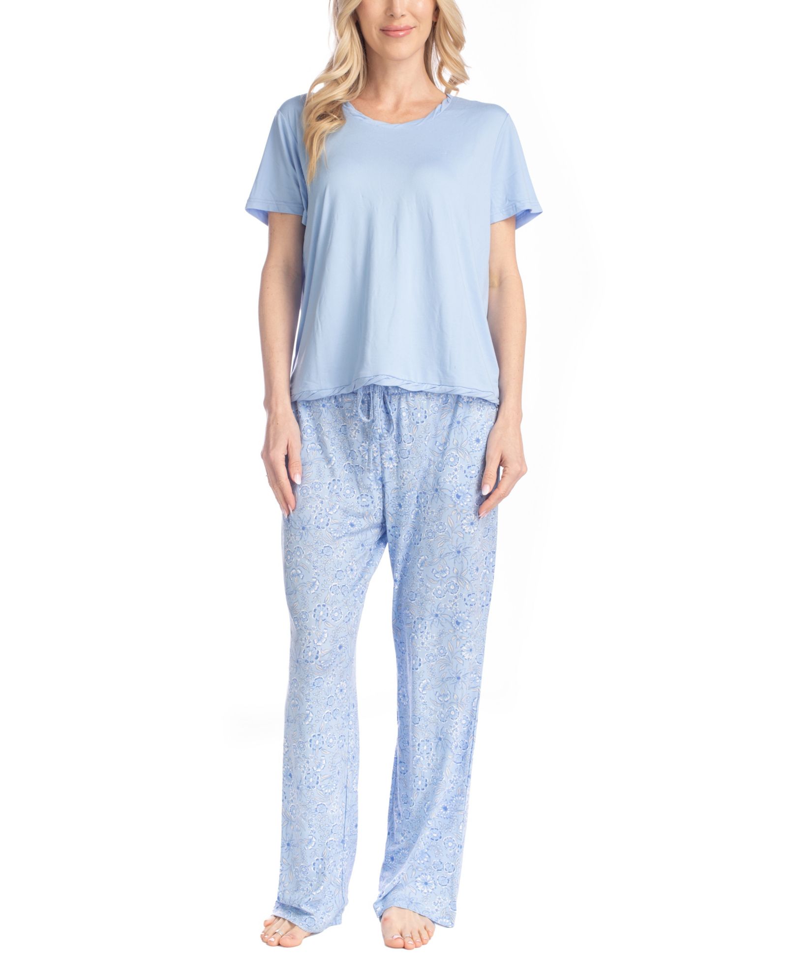 Комплект MUK LUKS Women's Artistic Garden Round Neck Top и брюки Ankle Pants