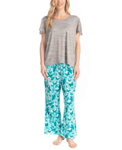 MUK LUKS Women's Artistic Garden Round Neck Top and Ankle Pants