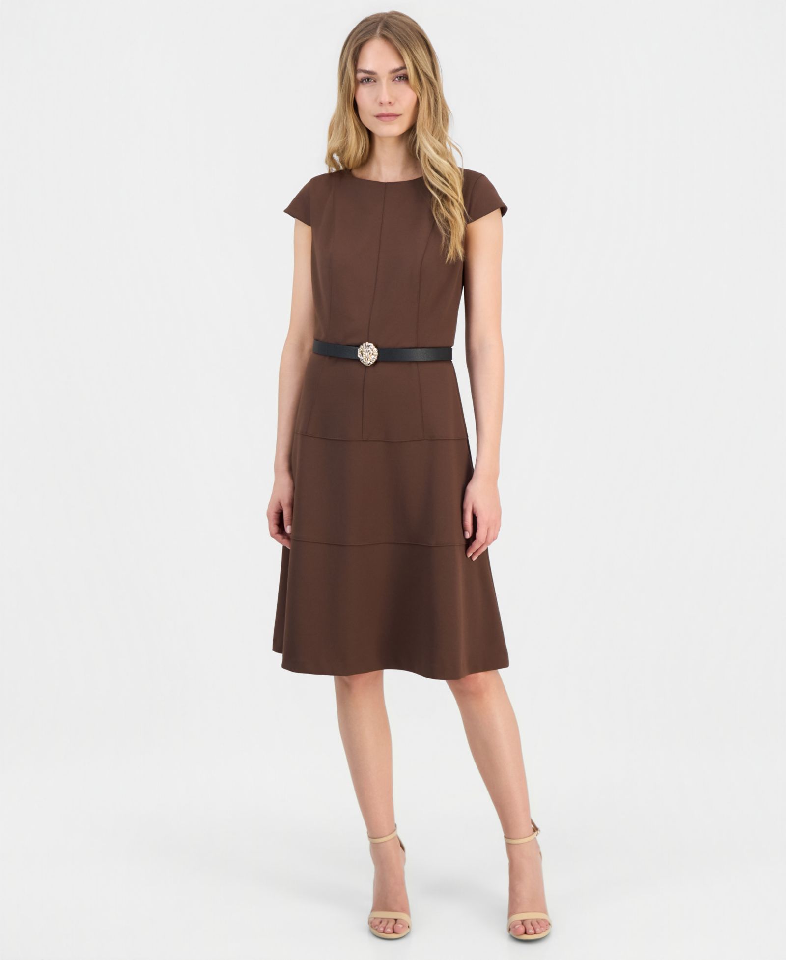 Женское платье Anne Klein Scuba Seamed с коротким рукавом