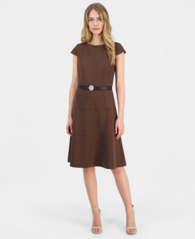 Женское платье Anne Klein Scuba Seamed с коротким рукавом