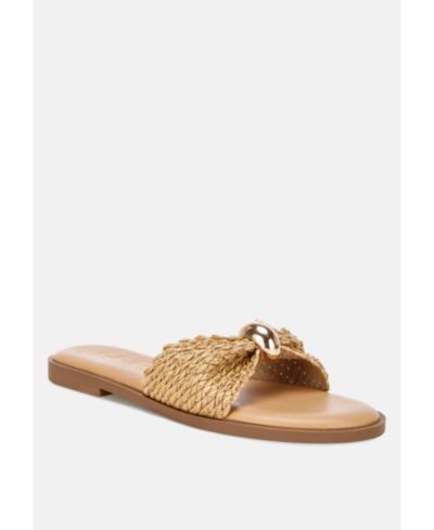 London Rag Women's Onawa Woven Strap Slip On Flats