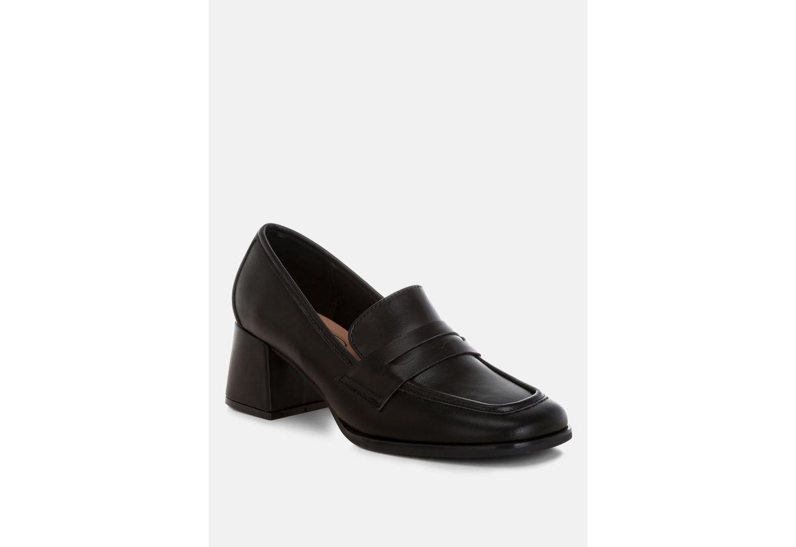 London Rag Womens Sutapa Penny Strap Flared Block Heel Loafers