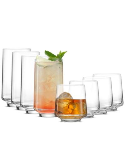 JoyJolt Sidney Highball and Double Old-Fashioned Glasses, Set of 8