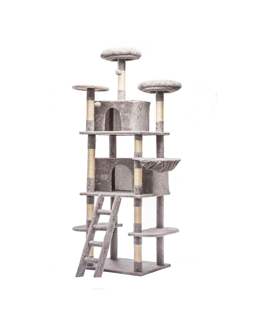 6thdruple 70.87" Multi-Level Cat House Tree,Large Tower with Condos, Hammock, Perches, Sisal Scratching