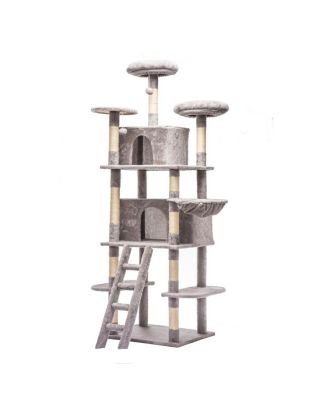 6thdruple 70.87" Multi-Level Cat House Tree,Large Tower with Condos, Hammock, Perches, Sisal Scratching