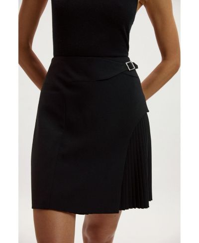 Karen Millen Women's Buckle Pleated Mini Skirt
