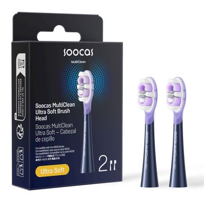 Soocas Сменные насадки для электрической зубной щетки Multiclean Ultra Soft, совместимы с NEOS II и NEOS II Ultra, 2 шт