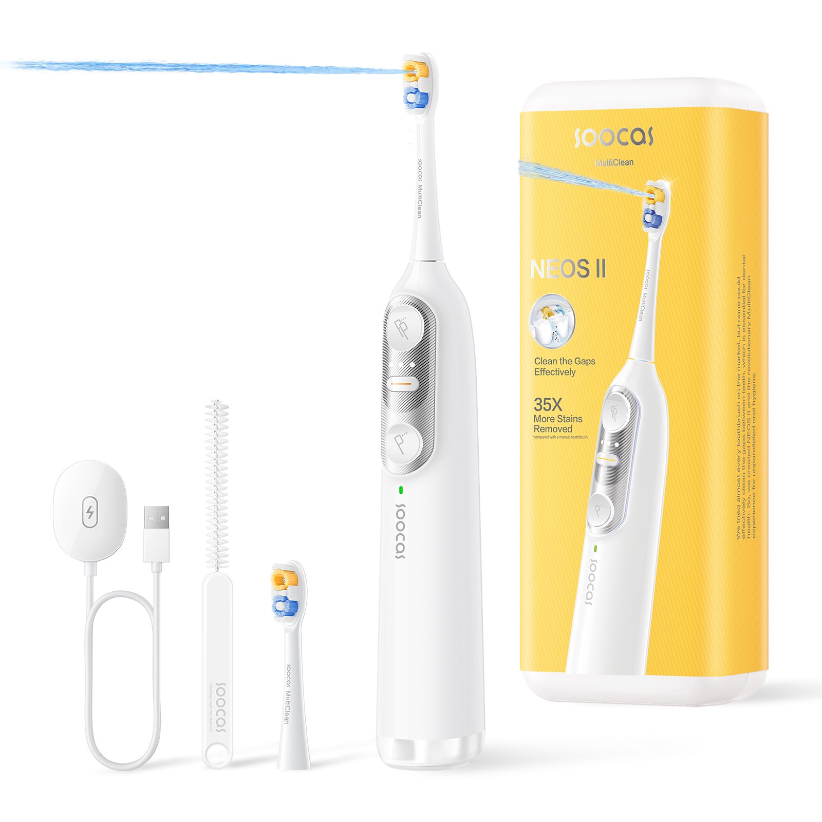 Soocas NEOS II Electric Toothbrush with Water Flosser, Sonic Electric Toothbrush for Adults, Cordless Water Flosser for Travel
