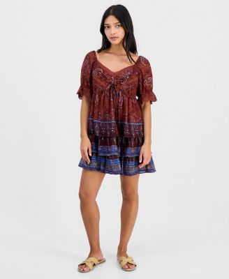 And Now This Petite Paisley Mini платье с рукавами-фонариками