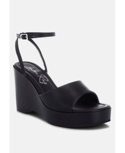 London Rag Women's Sangria Solid Platform Faux Leather Wedges