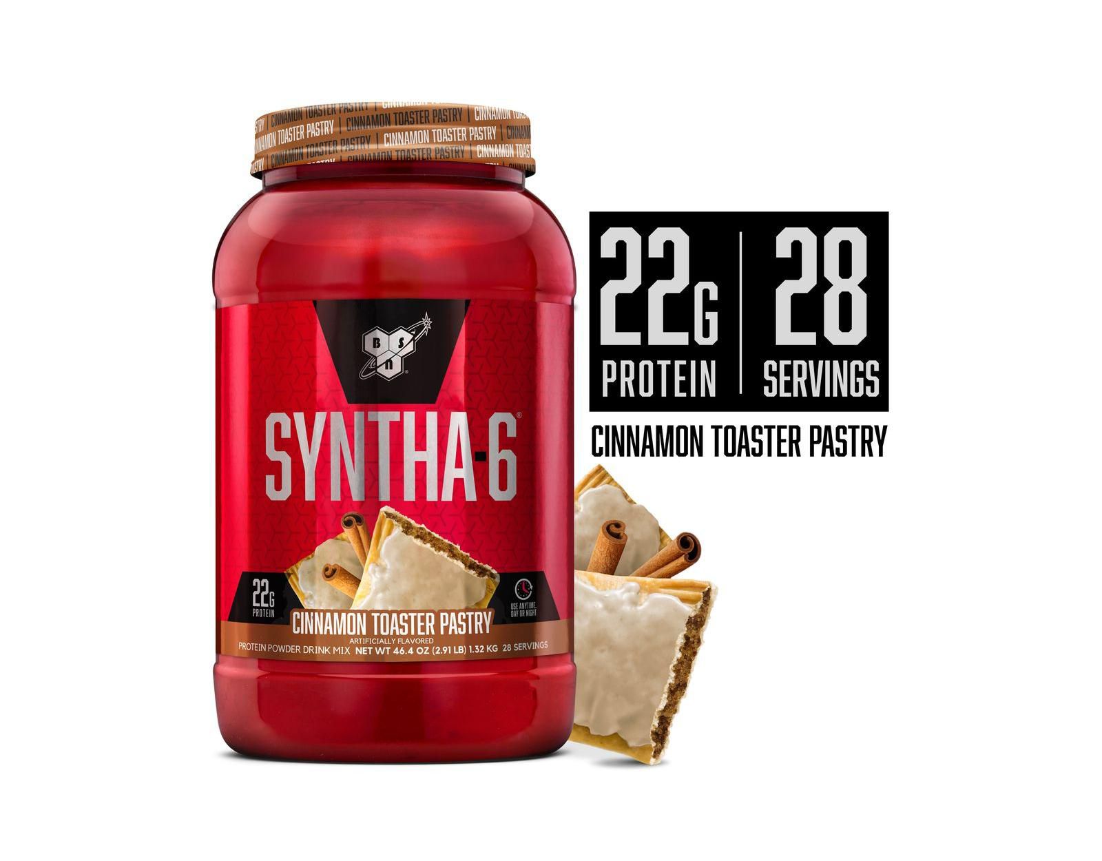 BSN SYNTHA-6 Premium протеиновый порошок, сывороточный протеин, мицеллярный казеин, смесь изолятов молочного белка, 5g жира, Cinnamon Toaster Pastry, 28 порций