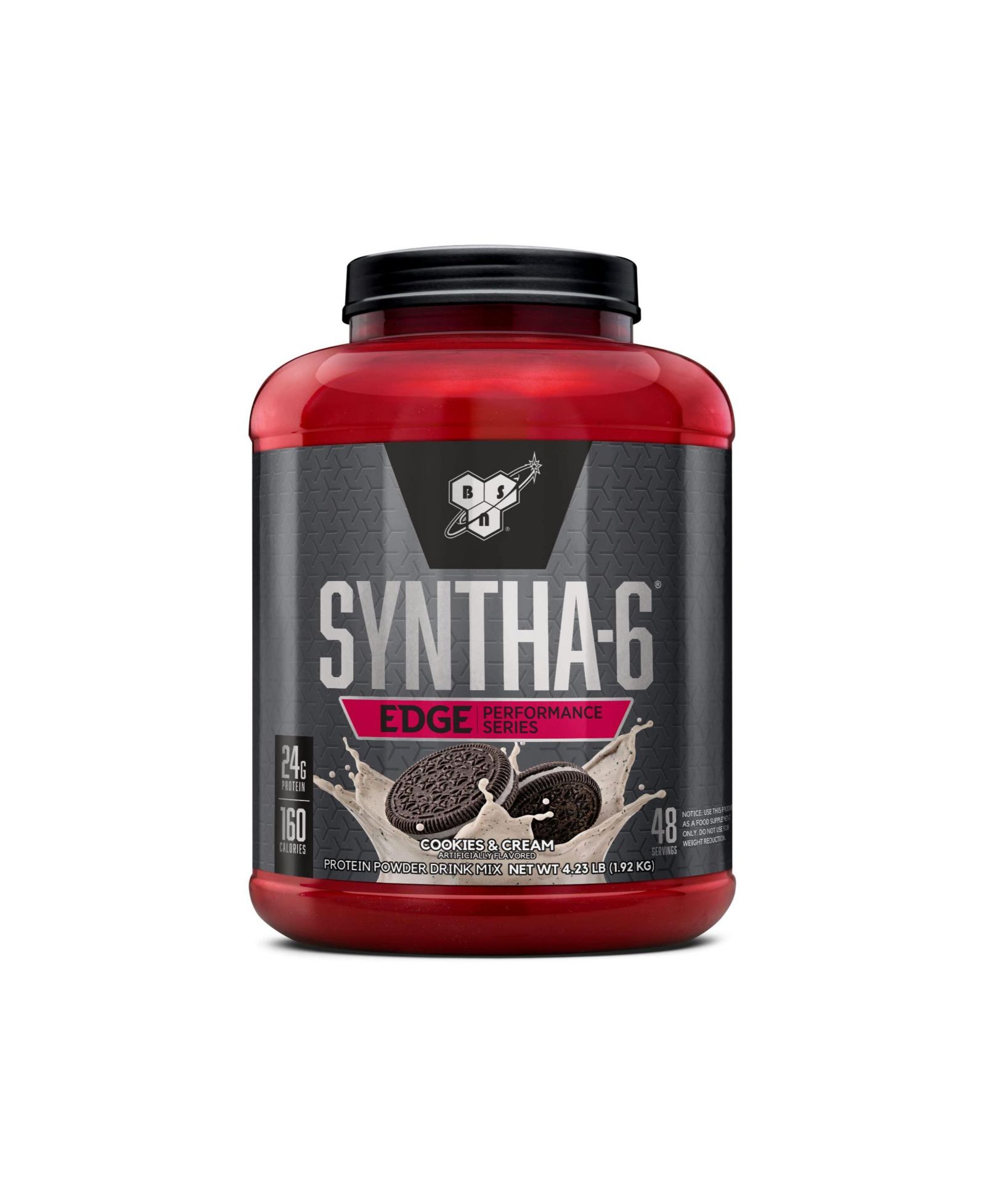 BSN SYNTHA-6 EDGE Protein Powder, with Hydrolyzed Whey, Micellar Casein, Milk Protein Isolate, Low Sugar, 24g Protein, Cookies N Cream, 48 Servings