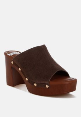 Женские кожаные сабо Rag and Co Womens Masaki Soft Suede Leather Wooden Clogs
