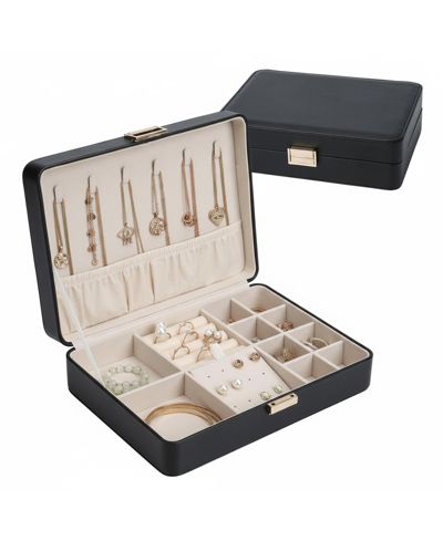 YIGII Leather Jewelry Box Elegant Small Chest Necklace Ring Earring Storage Portable Travel Home Use