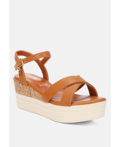 London Rag Women's Zinny Buckle Strap Contrast Heel Wedges