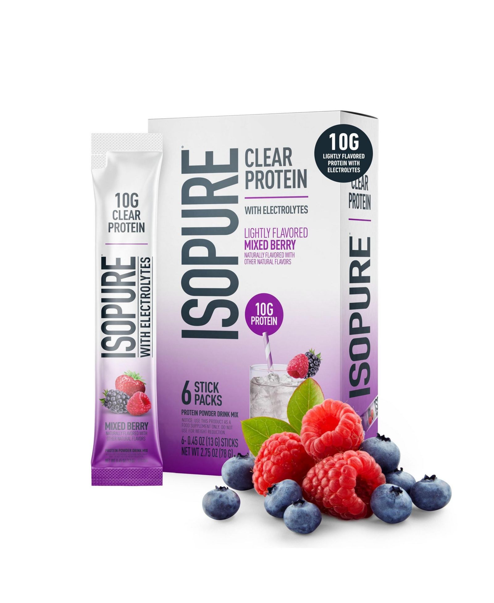 Протеиновый напиток Isopure Protein Water Stickpacks Mixed Berry 6 Count