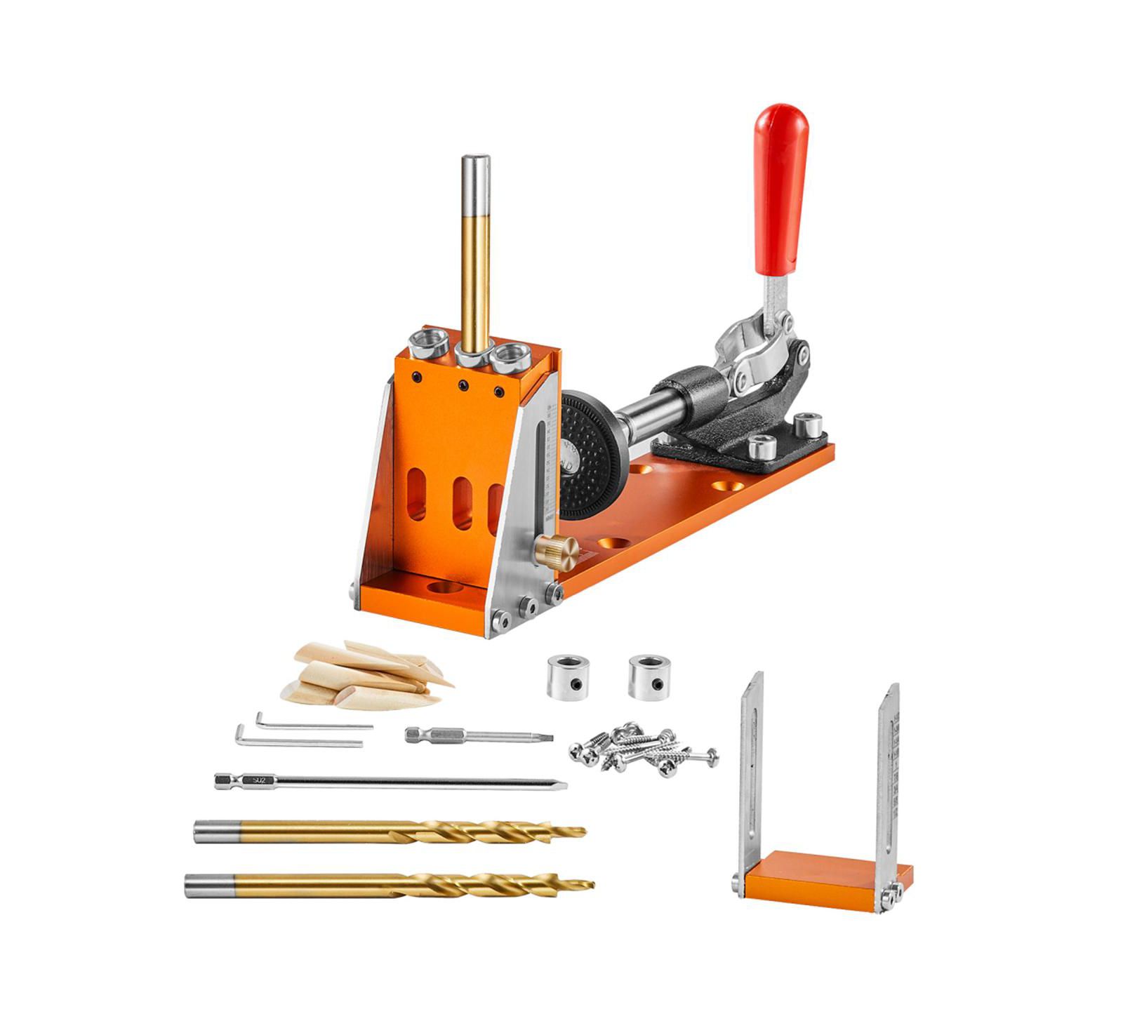 YOBTOP Pocket Hole Jig Kit - 30Pcs Adjustable Drilling System with Step Drills, Stop Rings,Wrenches and Drive Bits,Dual Scale Marks for DIY Carpentry