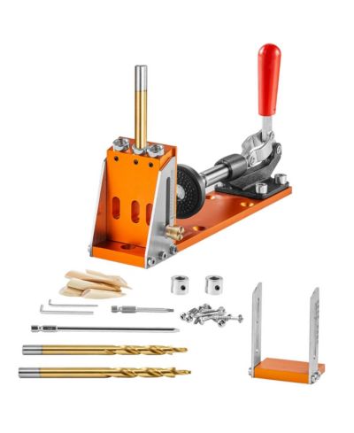 YOBTOP Pocket Hole Jig Kit - 30Pcs Adjustable Drilling System with Step Drills, Stop Rings,Wrenches and Drive Bits,Dual Scale Marks for DIY Carpentry