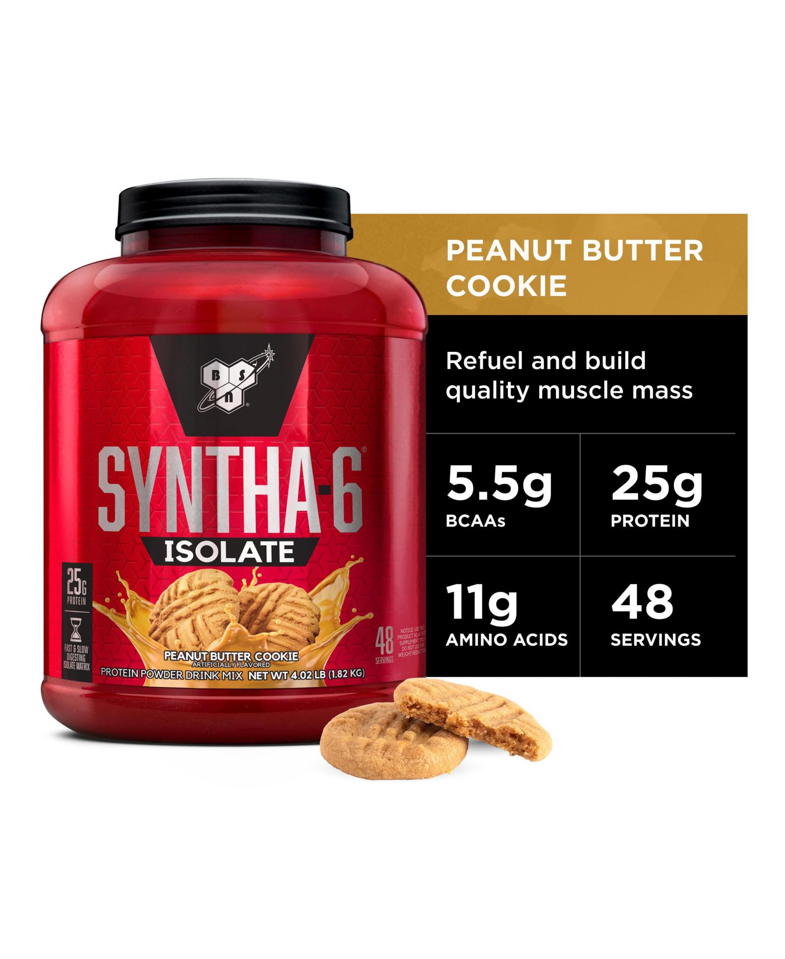 Протеиновый порошок BSN SYNTHA-6 Isolate, арахисовое печенье, 48 порций