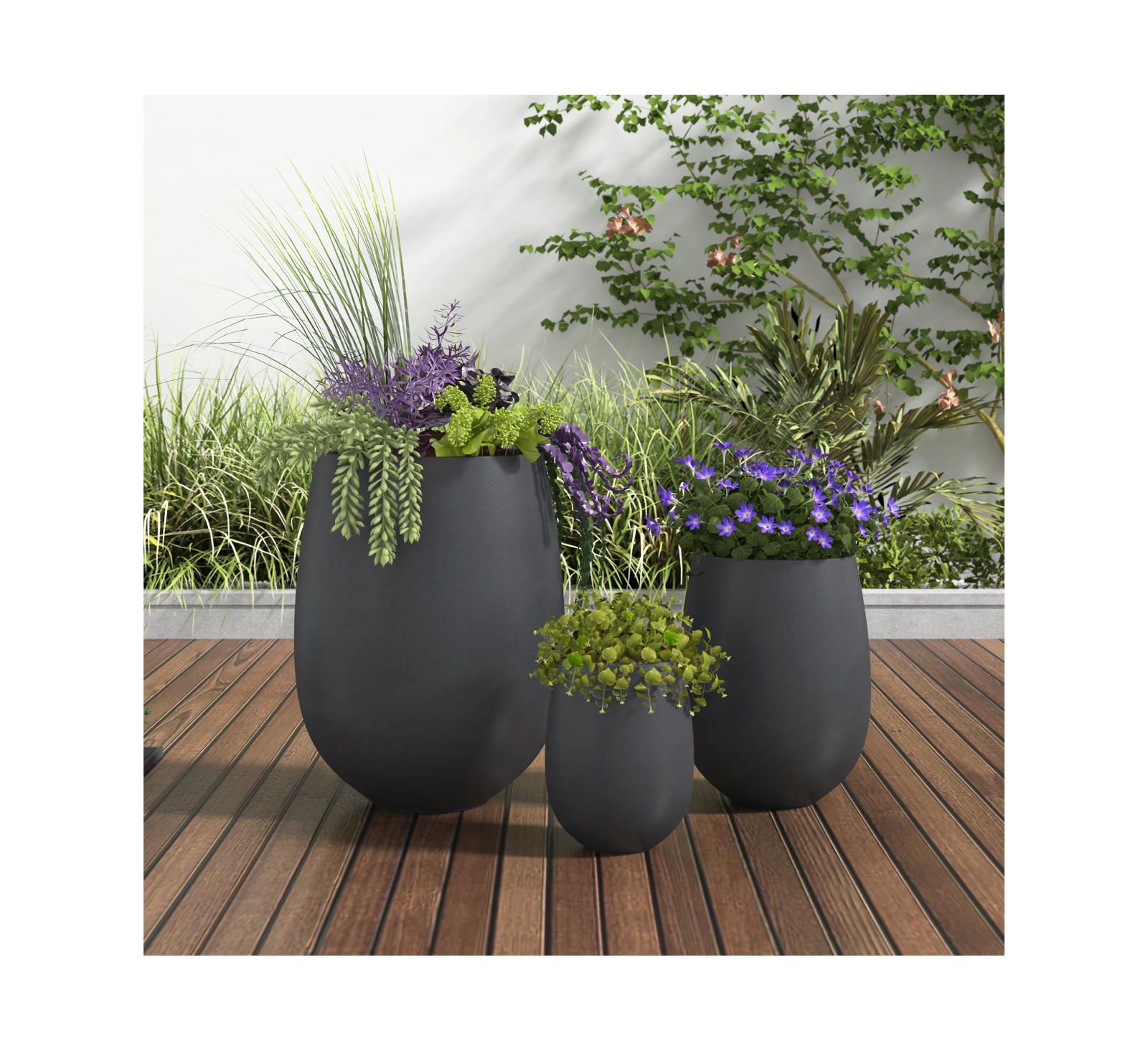 Streamdale Furniture Lightweight Round Outdoor Planter Set