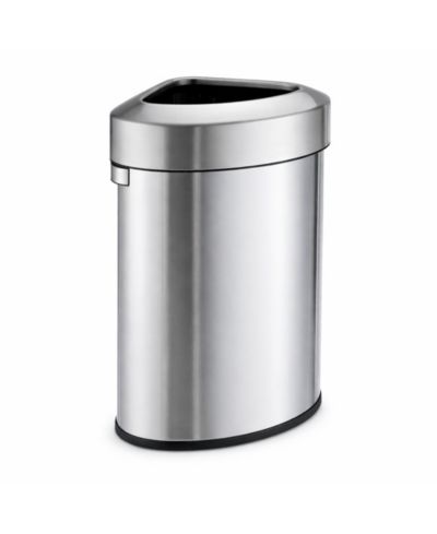 Home Zone Living 16 Gallon Stainless Steel Open Top Trash Can with Triangular Corner Design, Silver