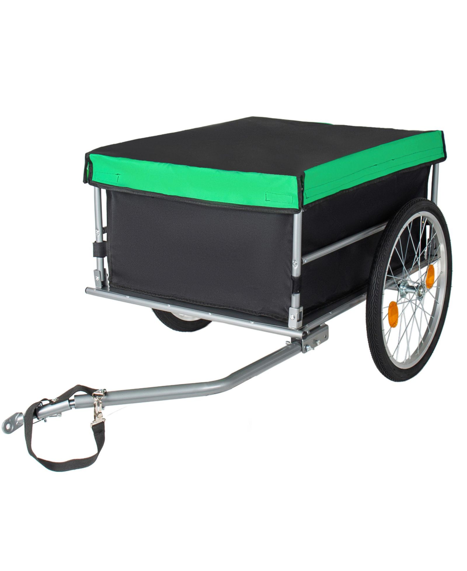 RAINSKEN Foldable Bike Cargo Trailer, Heavy Duty Bicycle Wagon Cart with 20'' Wheels, Removable Cover, 120 lbs Capacity for Luggage, Groceries