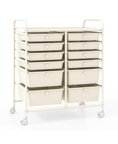 GOUUN 12-Drawer Multi-Purpose Rolling Cart with Removable Drawers and Top Storage