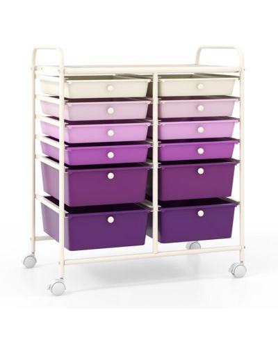 GOUUN Compact 12-Drawer Rolling Organizer Cart with Metal Frame