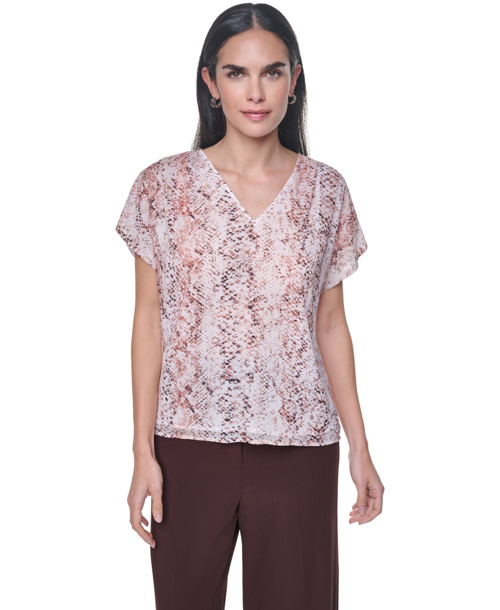 Женская блузка Calvin Klein Petite Short-Sleeve V-Neck