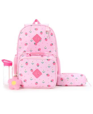 Rainbow Sugar Girls' Watercolor Elevated Backpack, Lunchbox, Pencil Case Set, Water Bottle with Lavender Lid and Carabinar, 5-Piece Set