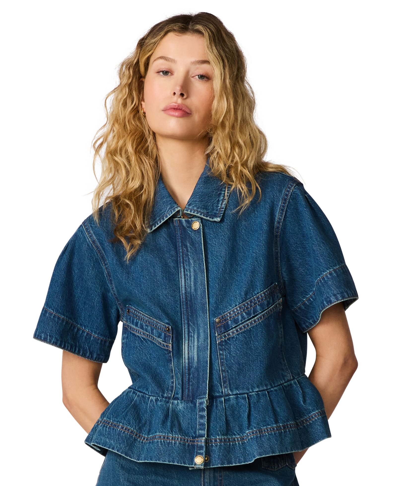 Steve Madden Women's Haezel Collared Denim Jacket
