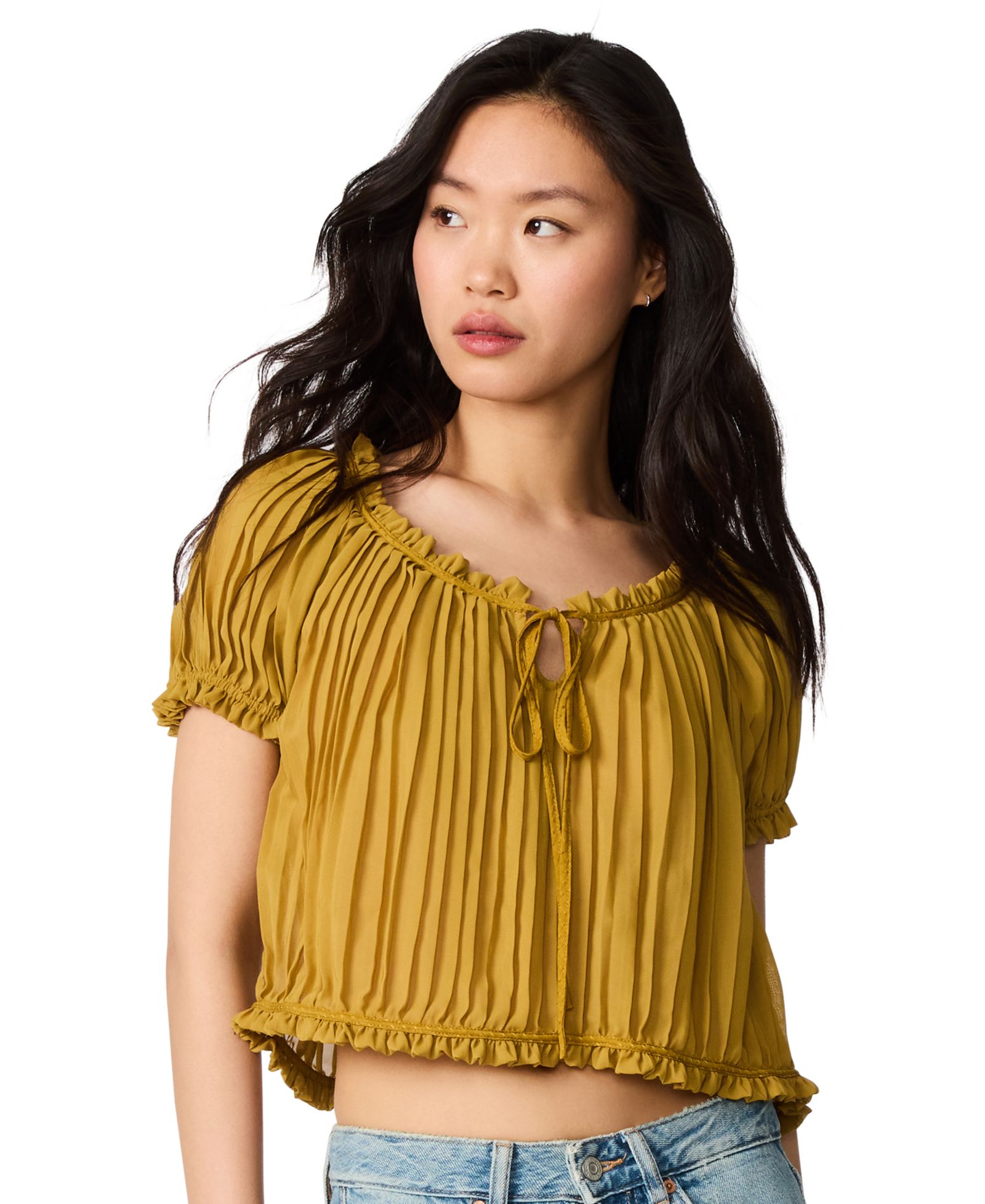 Steve Madden Женский кроп-топ Theodora Puff Short-Sleeve