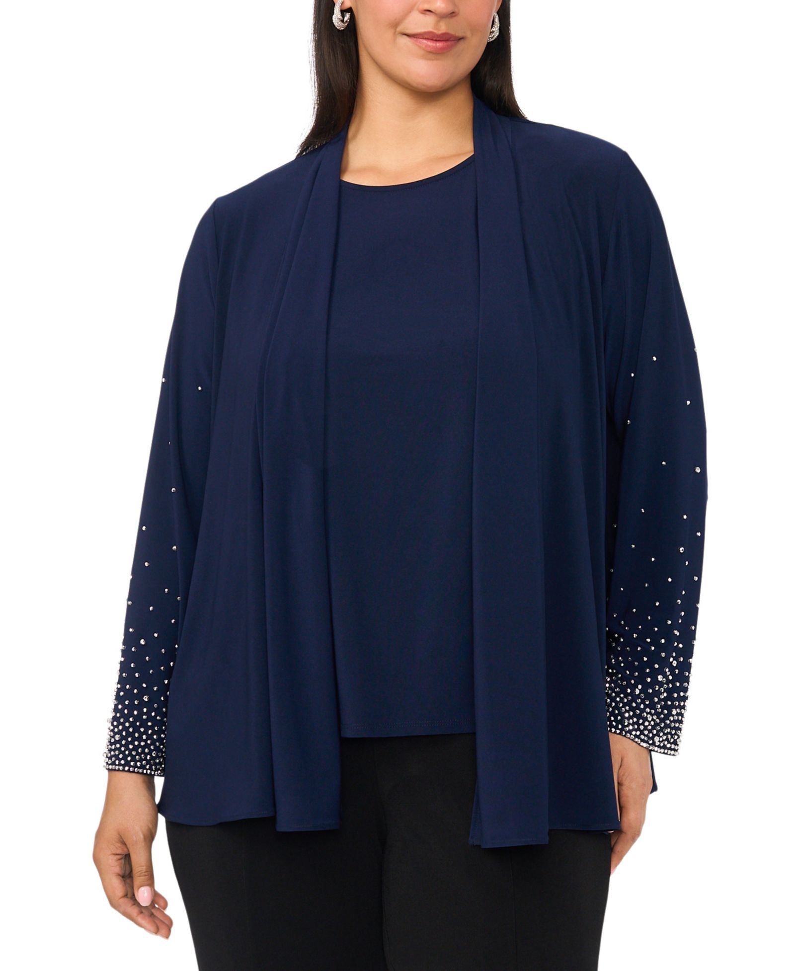 MSK Plus-Size Long-Sleeve Round Neck Top Женский