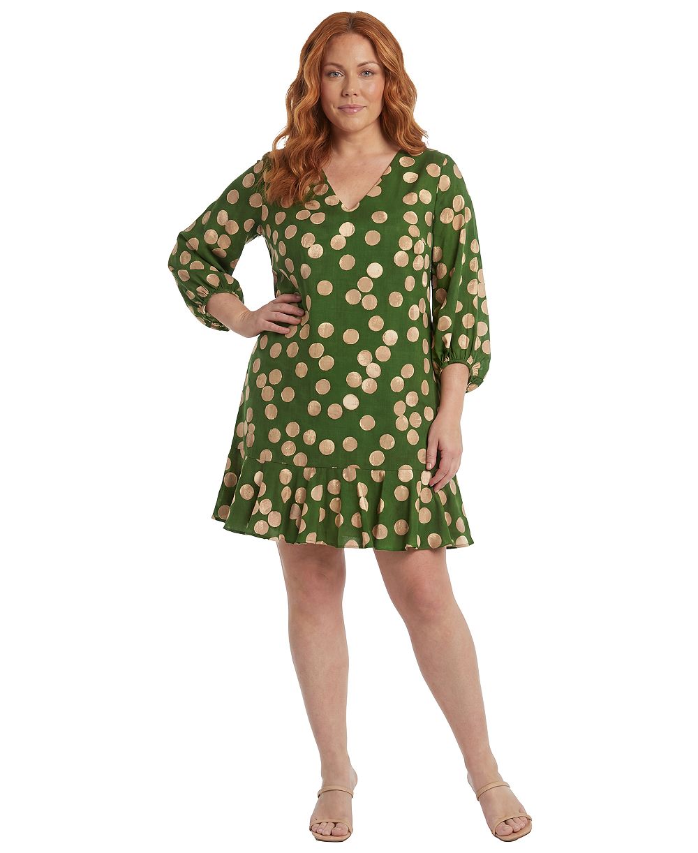 London Times Plus Size Balloon-Sleeve Shift Dress