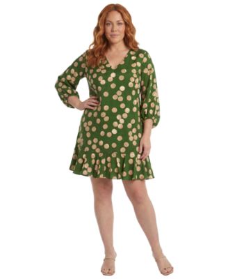 London Times Plus Size Balloon-Sleeve Shift Dress
