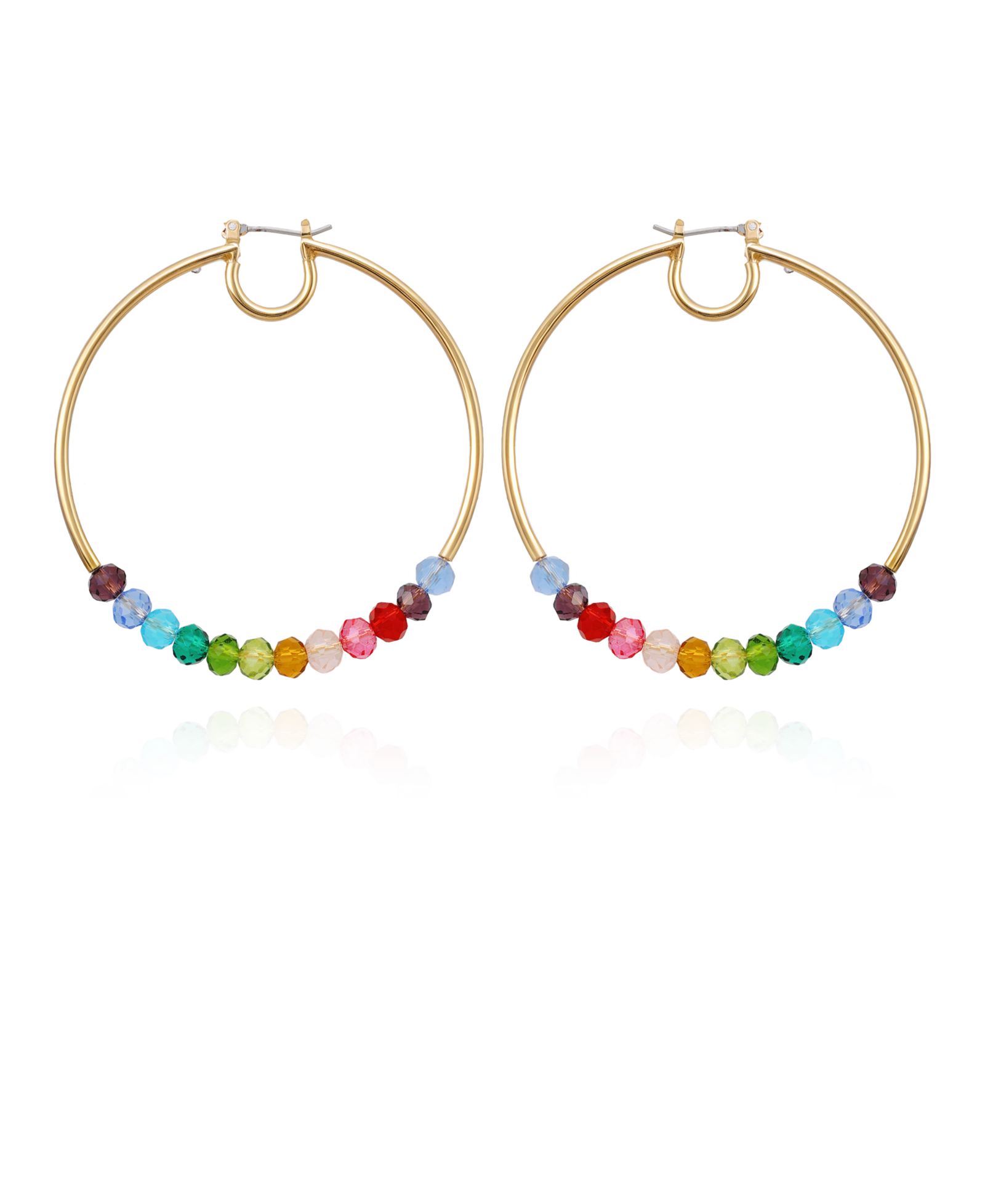 GUESS Multi-Colored Beaded Hoop Earrings