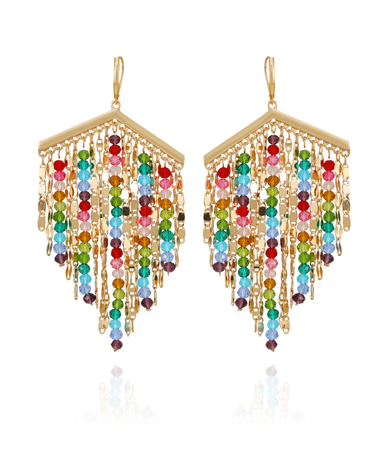 GUESS Multi-Colored Beaded Fringe Linear Drop Earrings