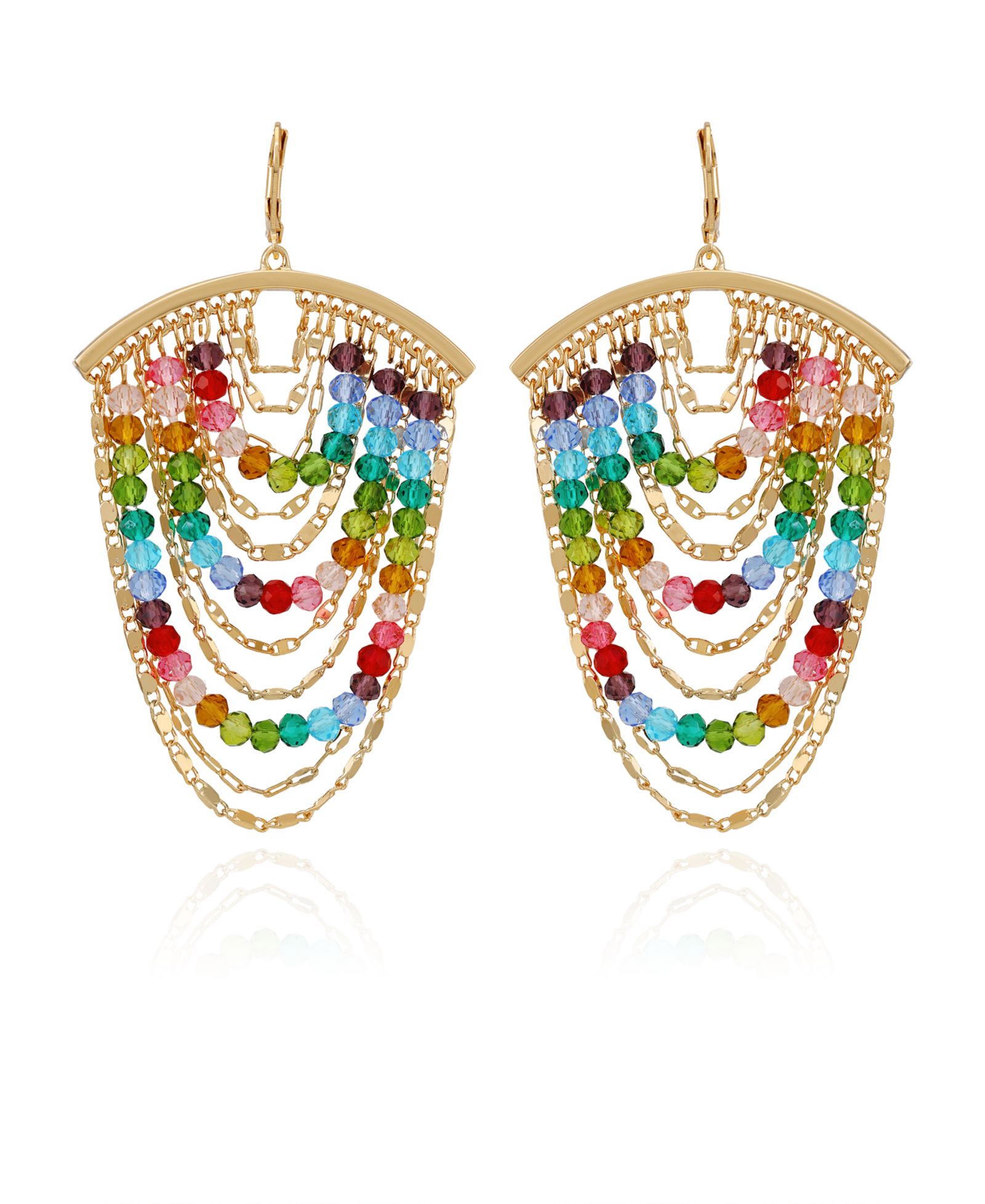 GUESS Multi-Colored Beaded Tiered Linear Drop Earrings