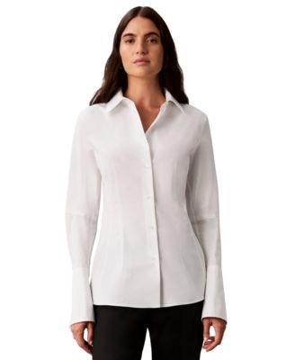 Calvin Klein Women's Collared Neck Long-Sleeve Shirt