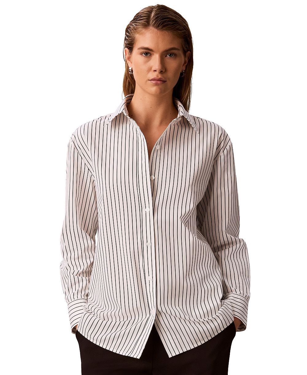 Рубашка Calvin Klein Women's Striped Collared Neck