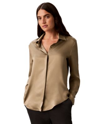 Calvin Klein Women's Long-Sleeve Collared Shirt