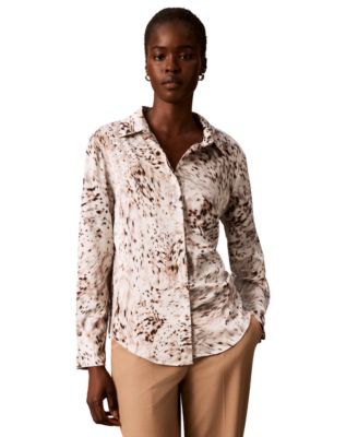 Calvin Klein Women's Printed Collared Neck Shirt