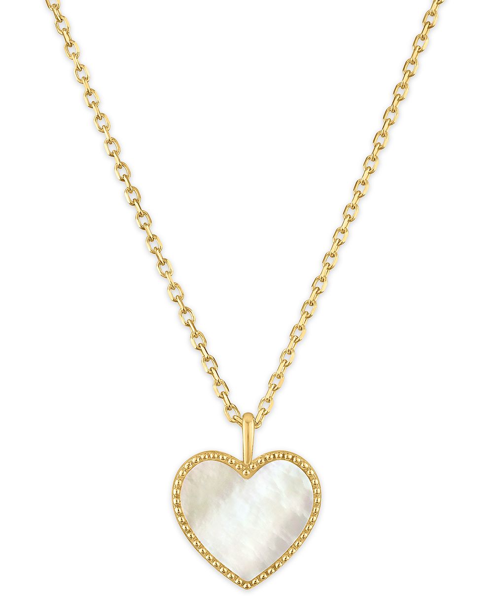 Ожерелье с кулоном из перламутра Macy's Heart в 14k золоте поверх стерлингового серебра