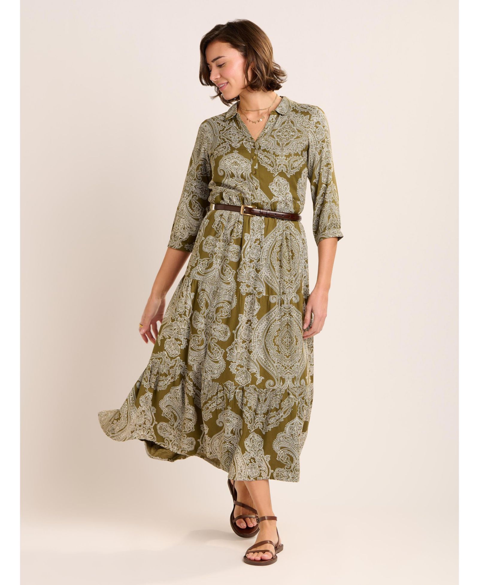 Brakeburn Women's Chara Tiered Maxi Shirt Dress