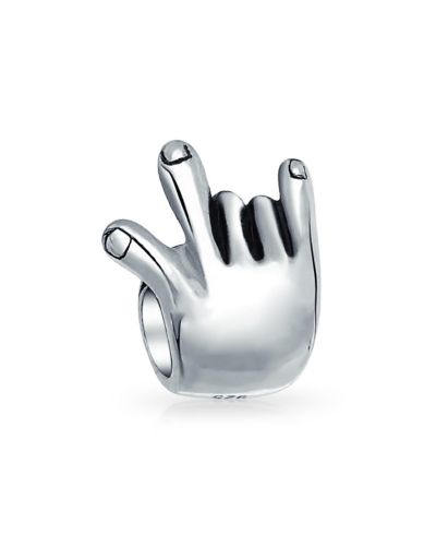 Bling Jewelry I Love You Hand Sign Symbol Charm Bead .925 Sterling Silver for Bracelet