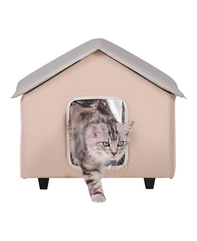 COZITO Cat House Outdoor Elevated Heated Shelter with Timer Pad