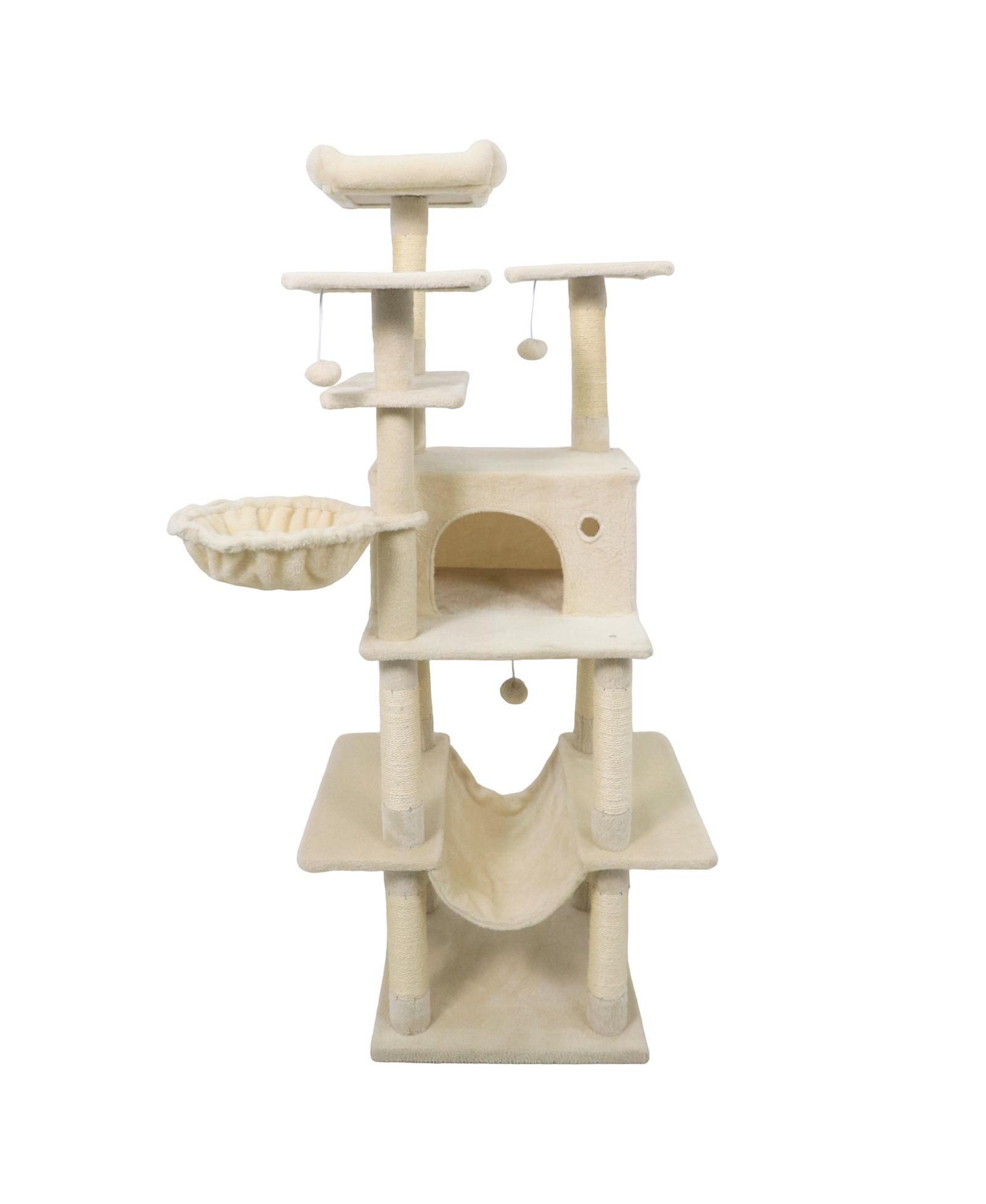 COZITO Cat Tree 63 inch Tall for Indoor Cats with Multi-Level Tower