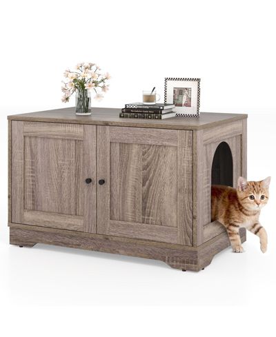 COZITO Cat Litter Box Enclosure 31.5 in Wooden End Side Table